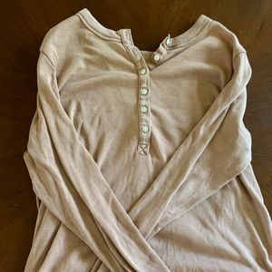 Aerie tan button down long sleeve sweater